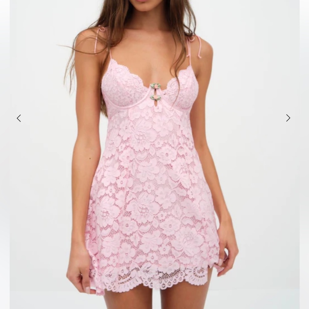 For Love & Lemons x Victoria Secret Creamsicle Lace Slip Dress
